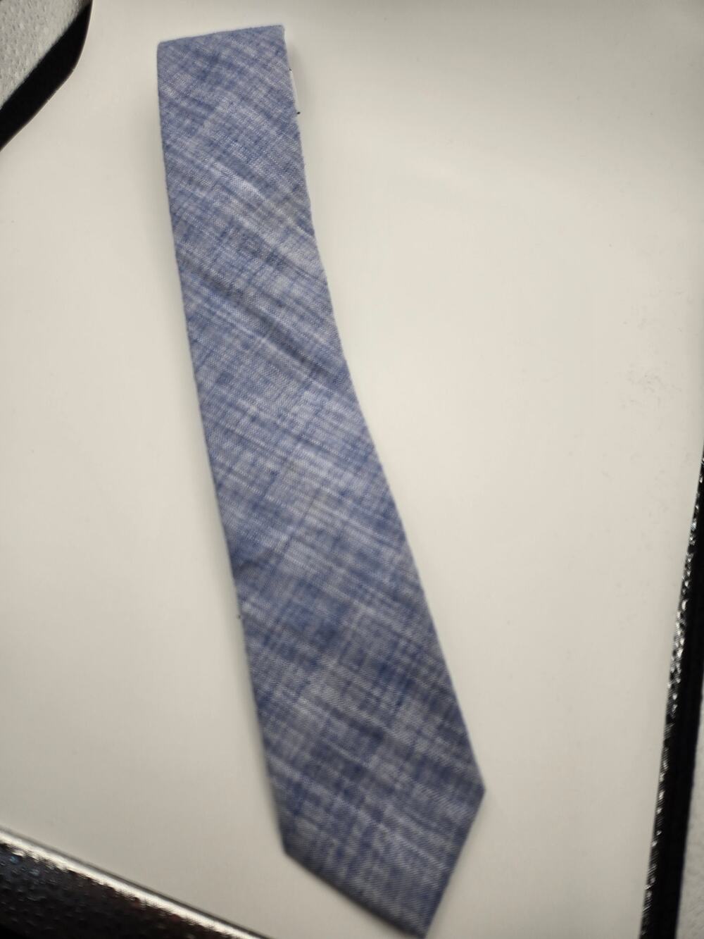 Original Penguin by Munsingwear Light Blue Chambray Cotton Skinny Tie